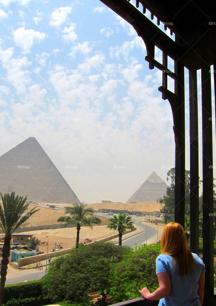 Looking Out at the Great Pyramids of Giza