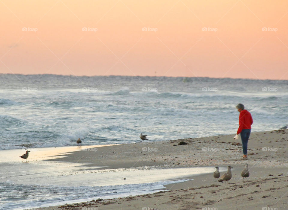 walking on the beach 