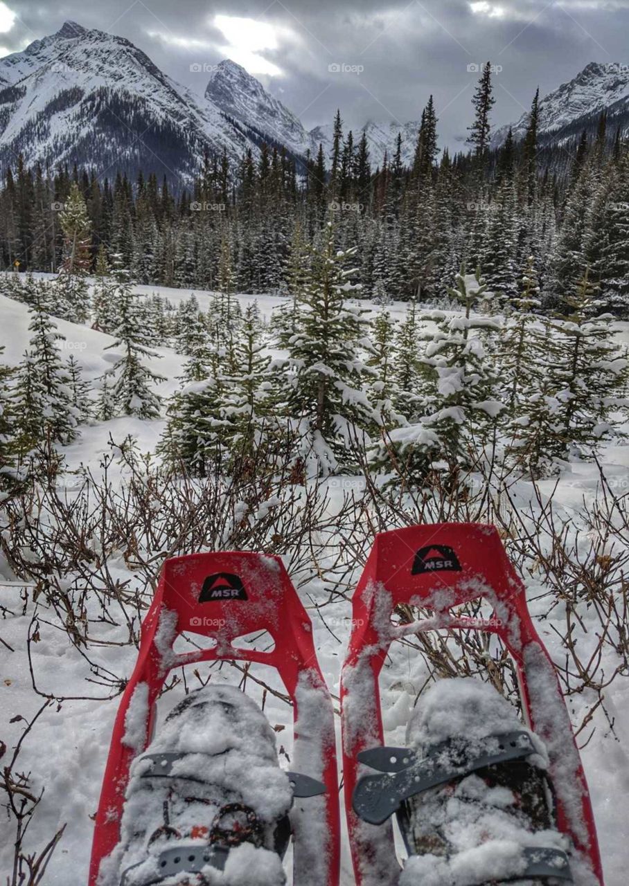 MSR Snowshoes in the frozen mountains