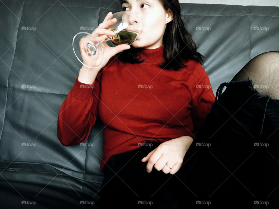 Girl with wine