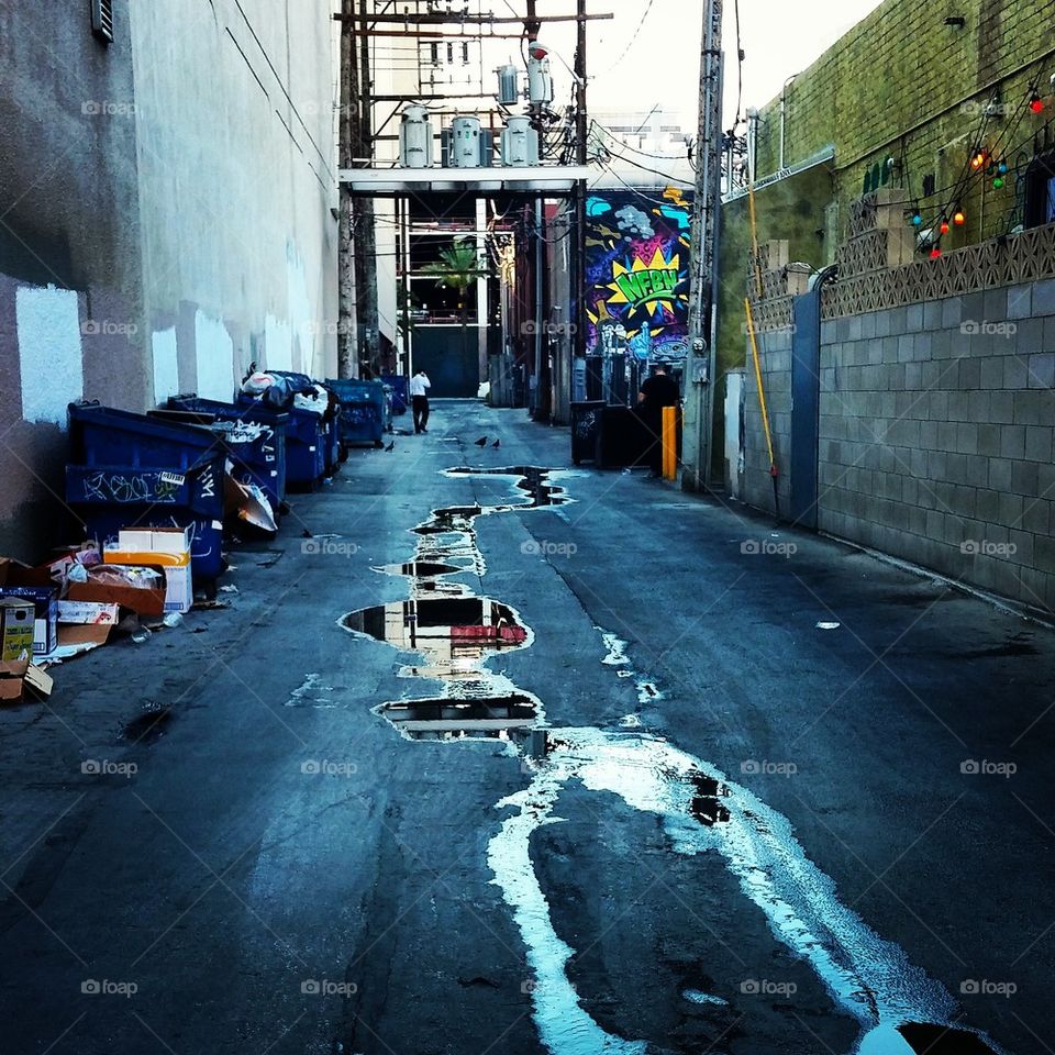 alley. downtown Las Vegas after the rain