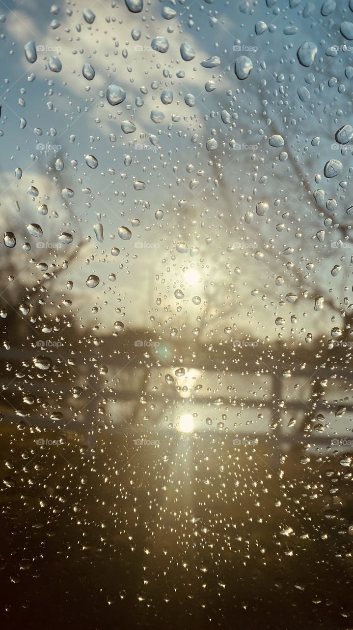 Day or two of Storms. Car window full of moisture so snapped Pic from inside vehicle. Water droplets, Sun Rays, Silhouette, Composure, Beautiful.