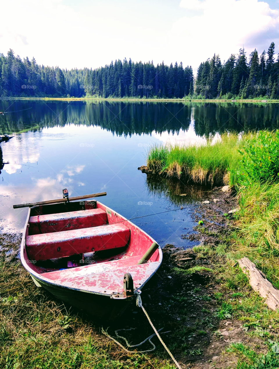 Photograph of boat ready to go out on the lake