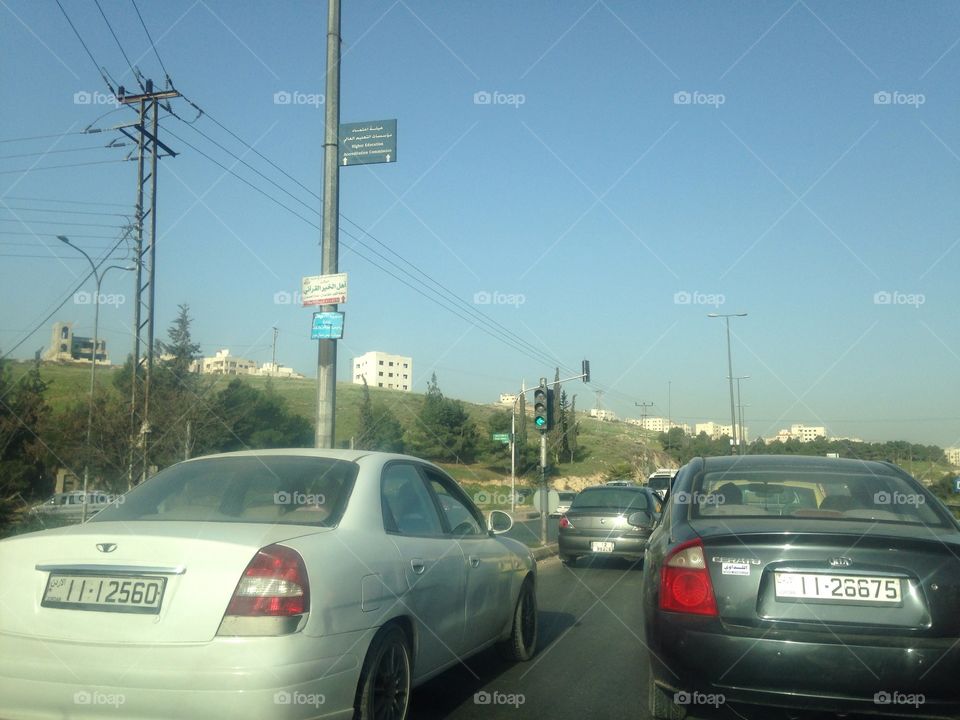 Traffic light on green light in jordan country 
