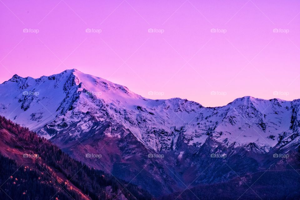 Twilight in the morning over beautiful mountain scape at Georgia countryside