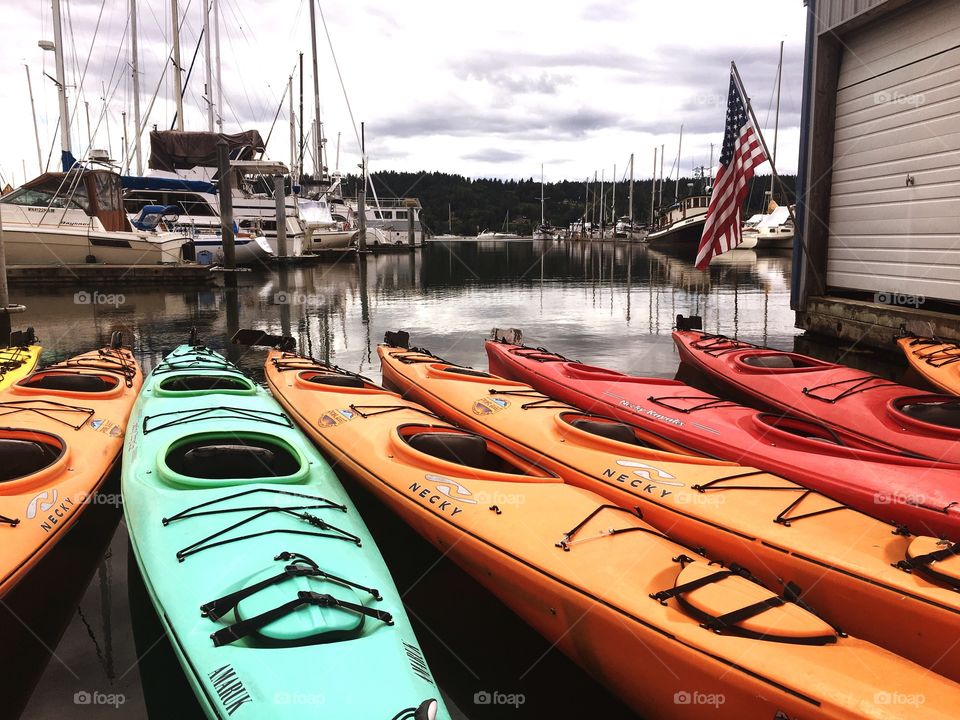 Kayaks on the Pier