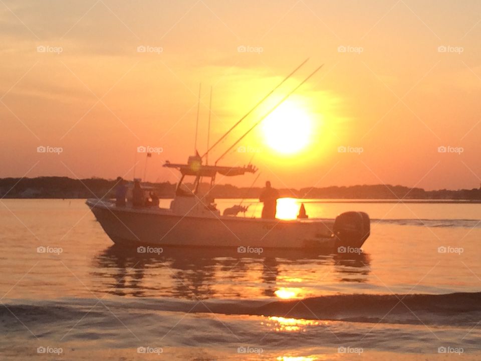 Boat ride. Sun setting 
