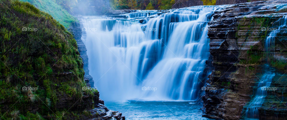 Scenic view of waterfall