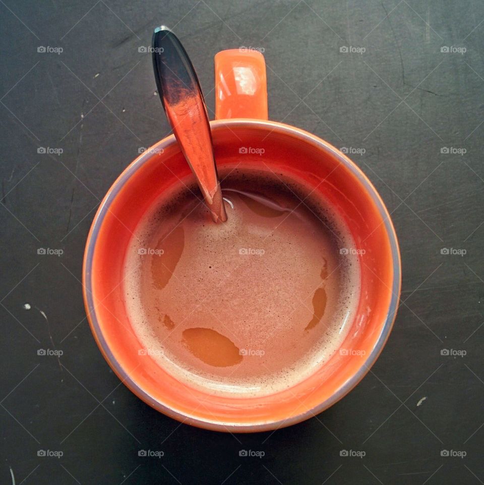 noon, time to drink coffee. my favorite orange cup :)