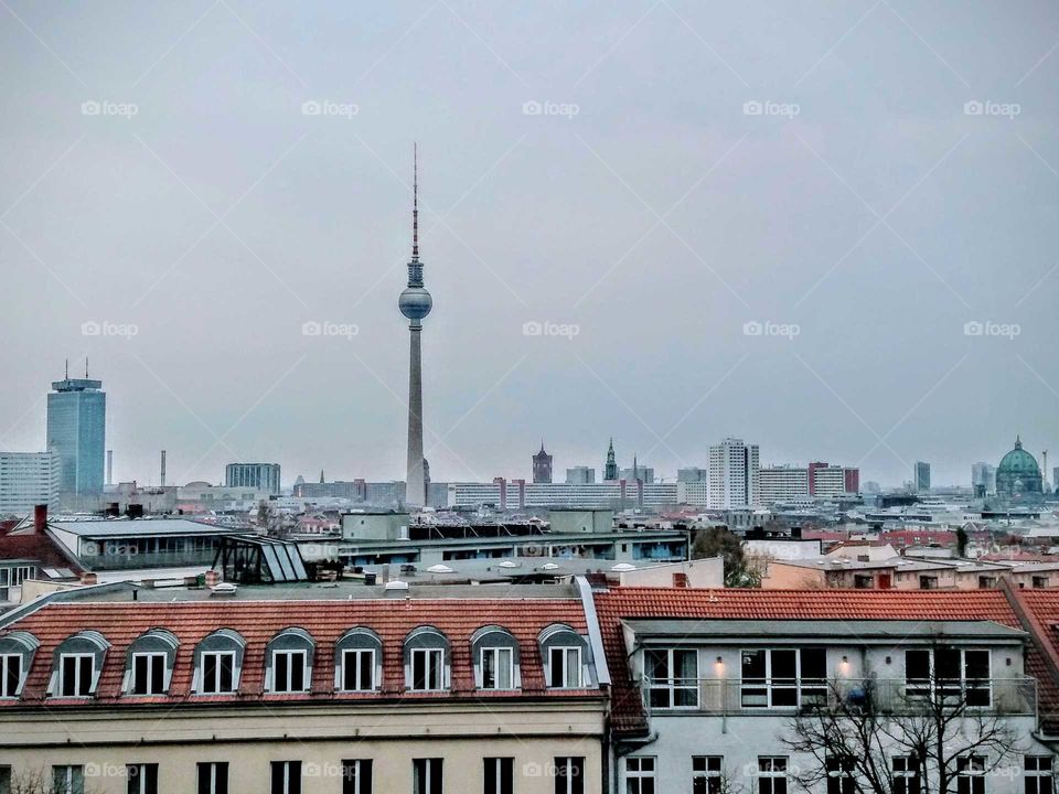 Skyline of Berlin with television tower in foreground