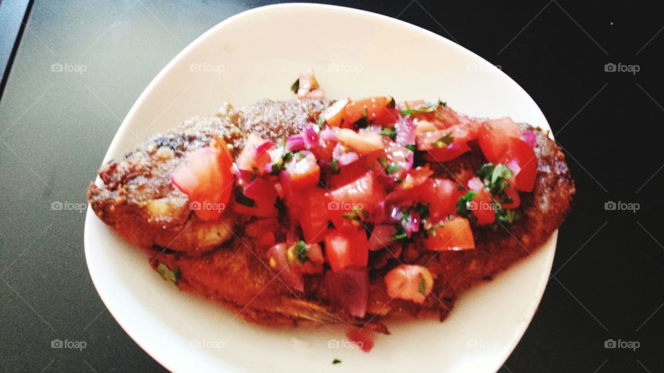 SALAD AND FRIED FISH.