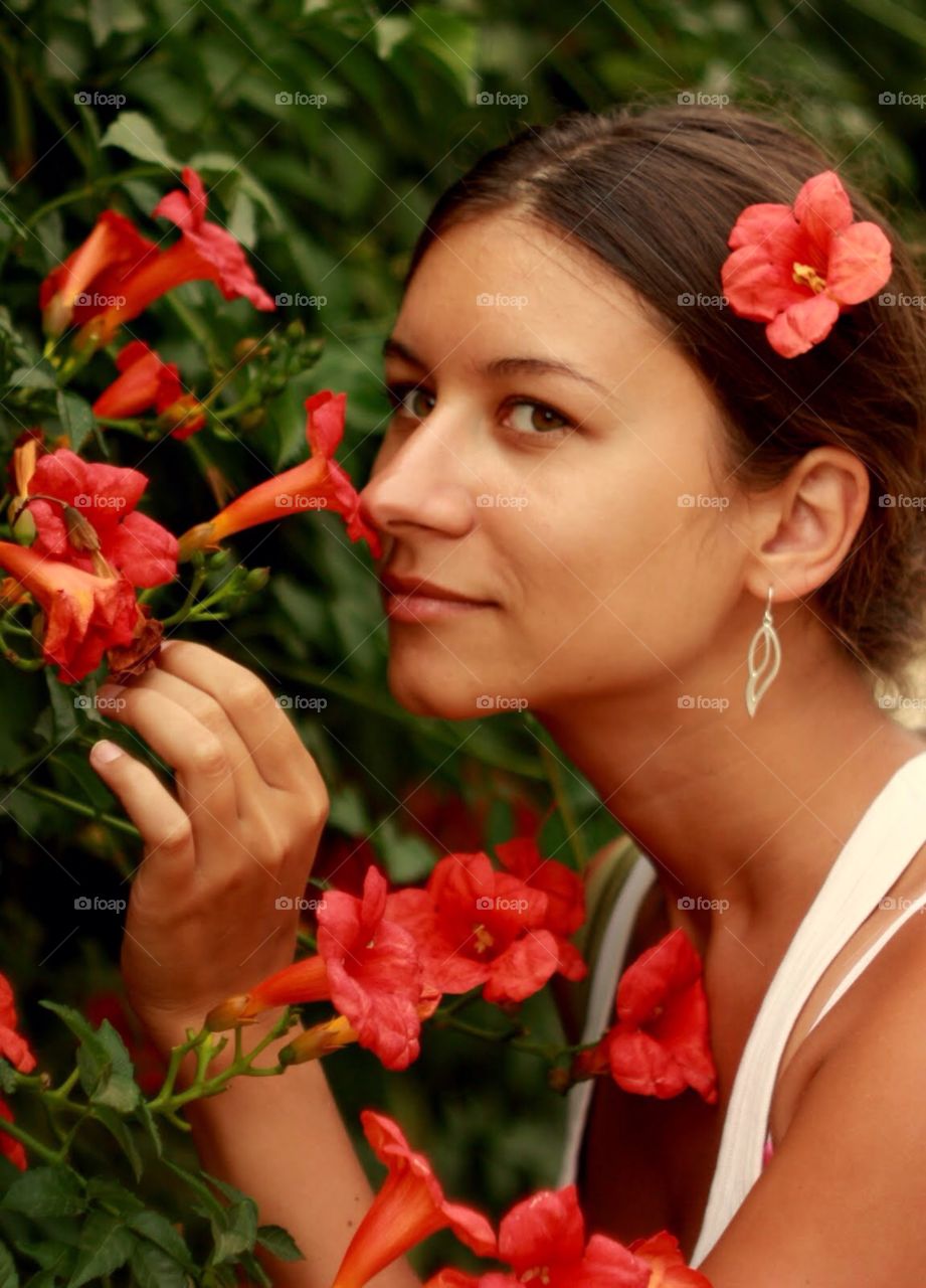 Flower, Woman, Nature, Rose, Summer