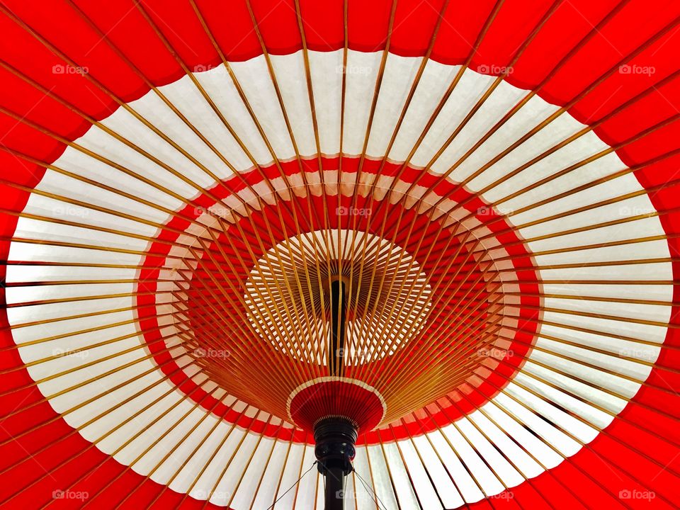 Red and white Japanese Umbrella