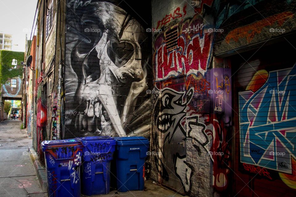 Street art with garbage bins