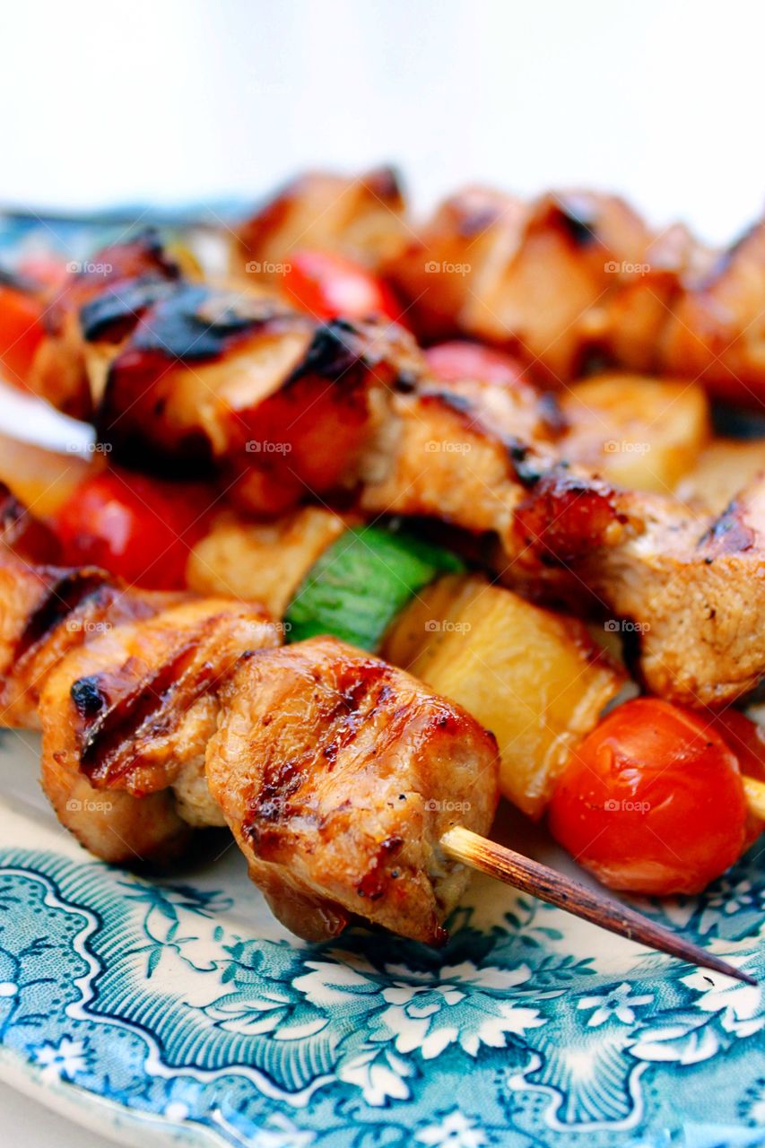 Kebabs served on plate