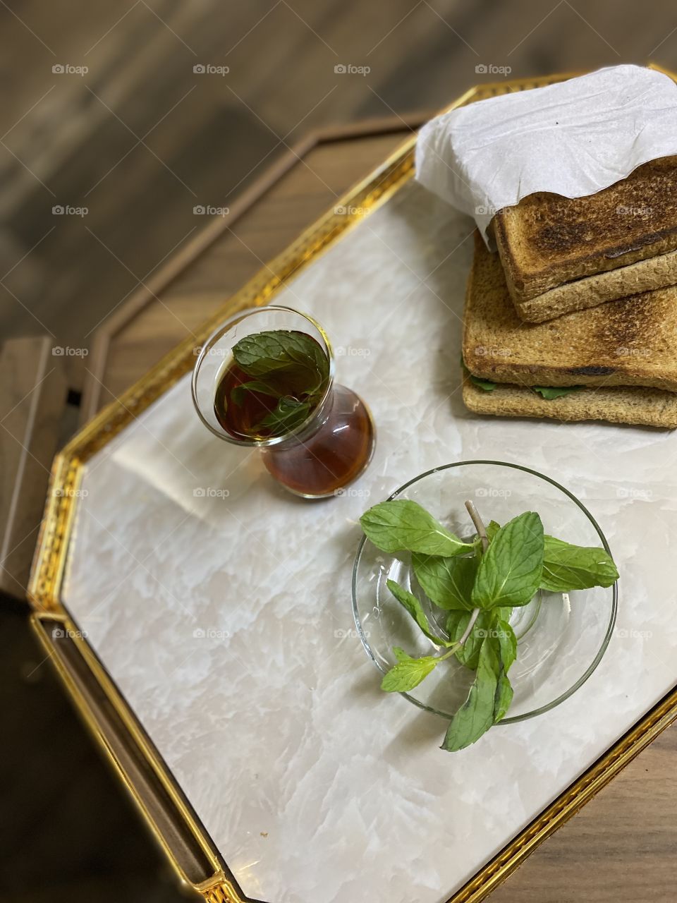 Ritual tea with mint and best toast 