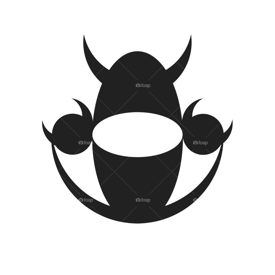 This logo is a silhouette design depicting an abstract creature with horns, large ears, and a round nose or snout. This logo has a philosophy related to imagination, uniqueness and vision