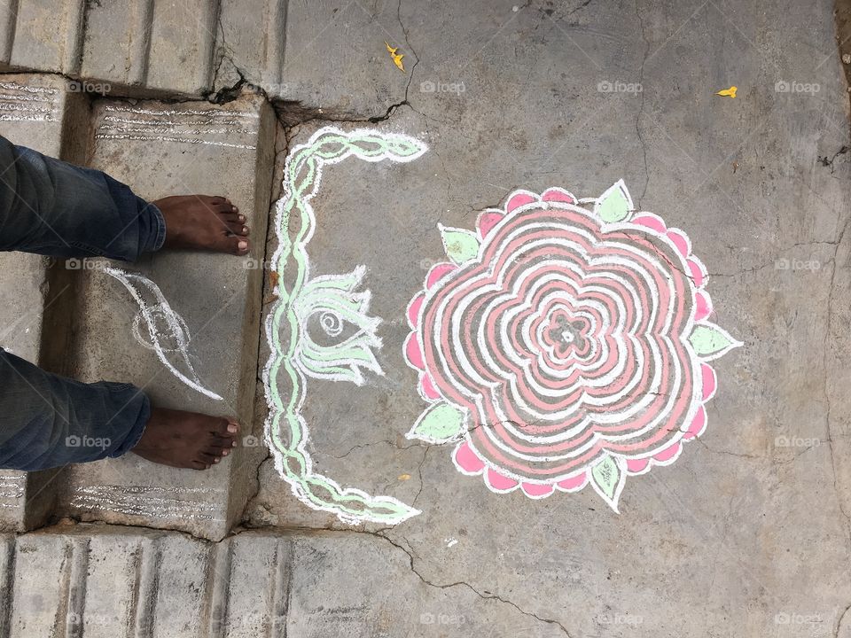 Rangoli, a street art from India