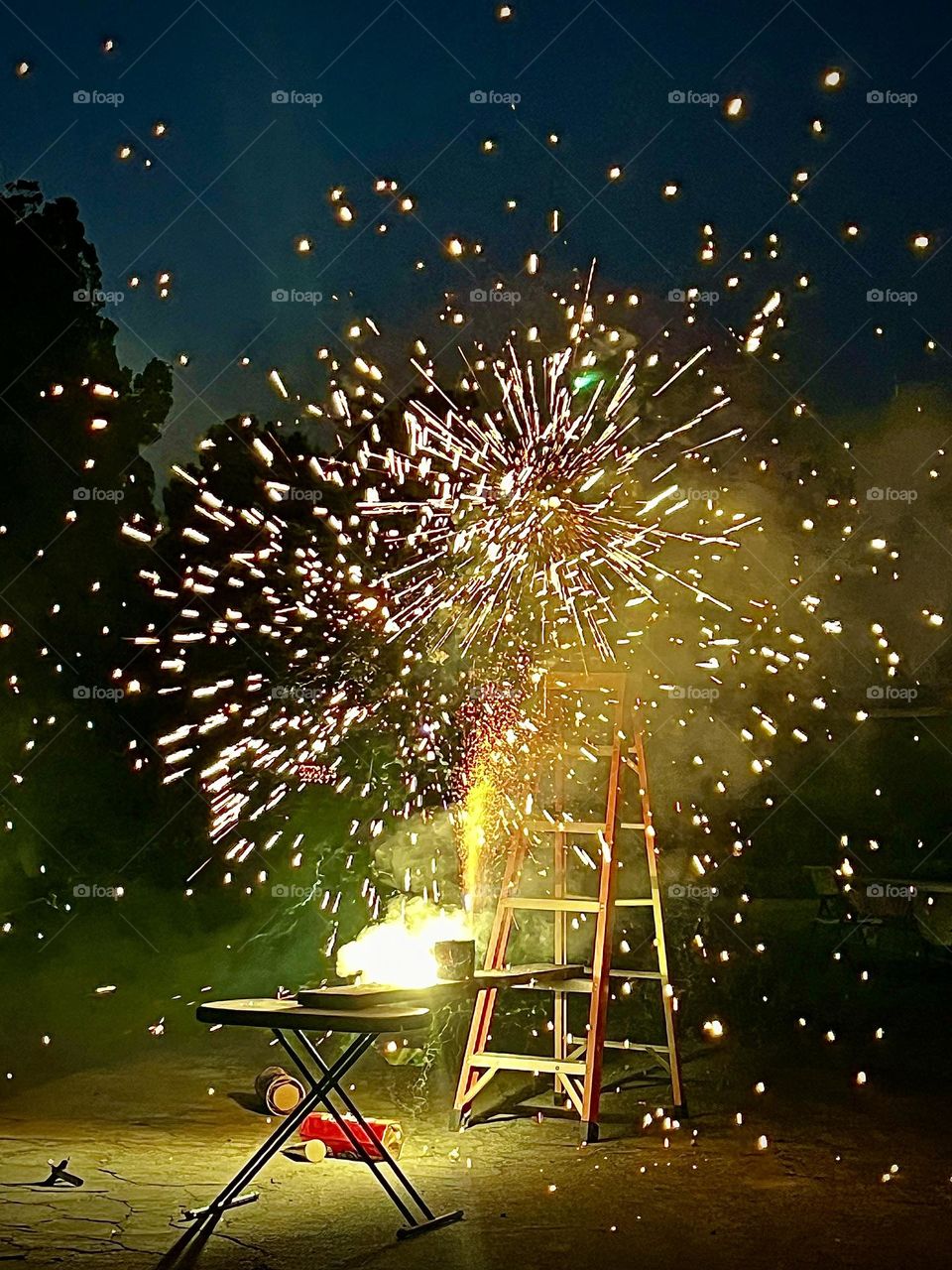 Fireworks on Ladder
