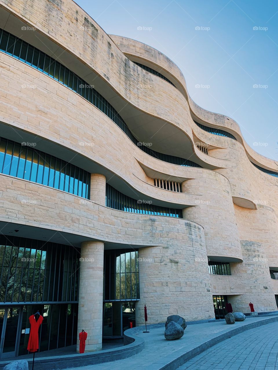 Undulating curves on the facade of the National Museum of the American Indian in Washington D.C.