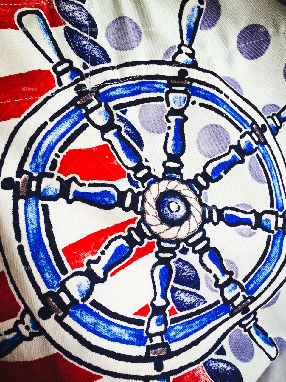 Ships wheel. Graphic design of the red white and blue ships wheel