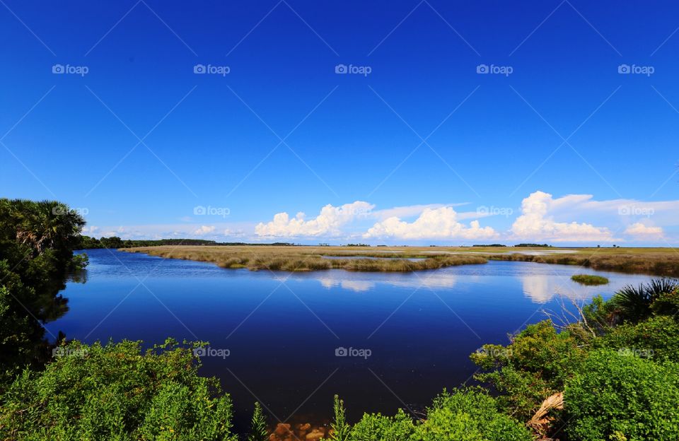 Clouds reflected on lake