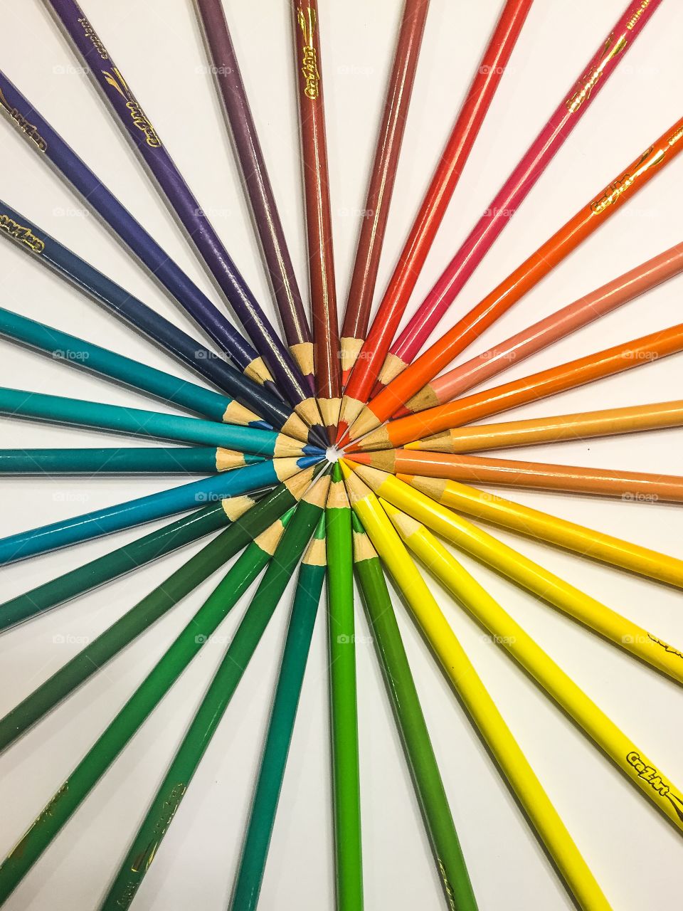 Rainbow bull's-eye colored pencils