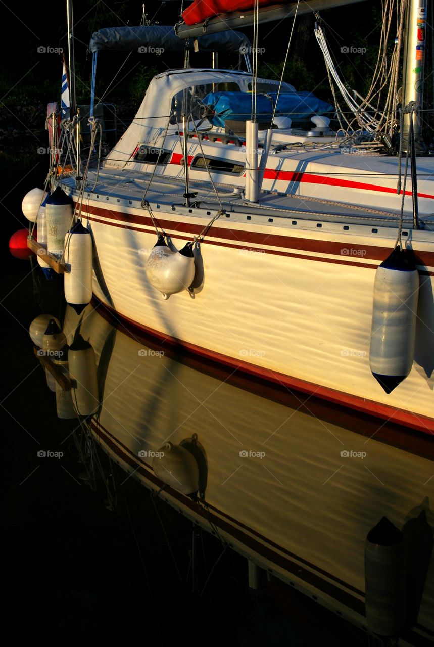 Pristine Boat Reflections in the Sunset