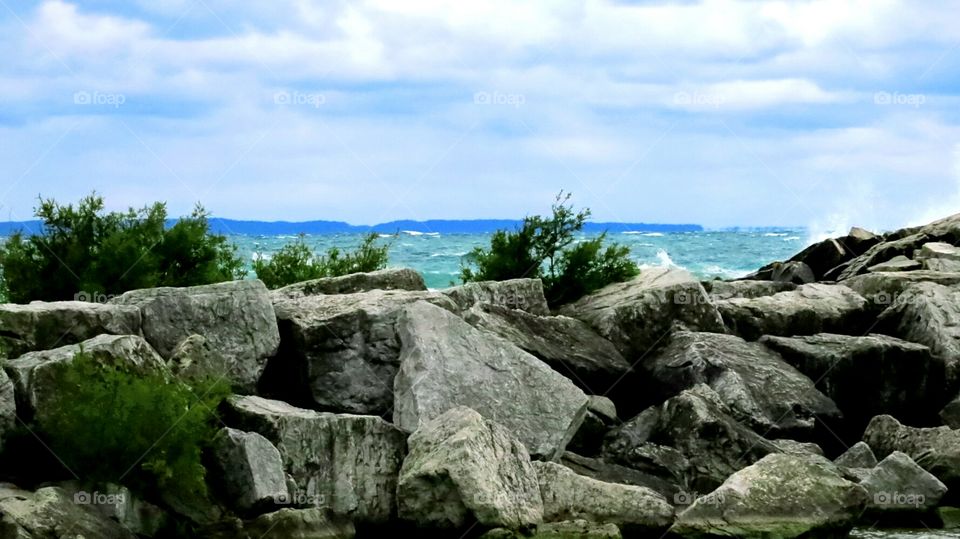 Break water on Leland harbor