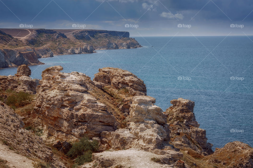 rocky coast of the black sea. Crimea 