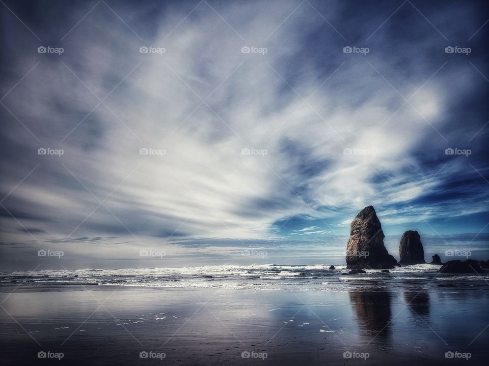 Rock Formation, Cannon Beach, Oregon Pacific Coast.