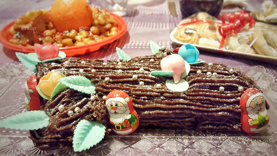 Christmas gingerbread log