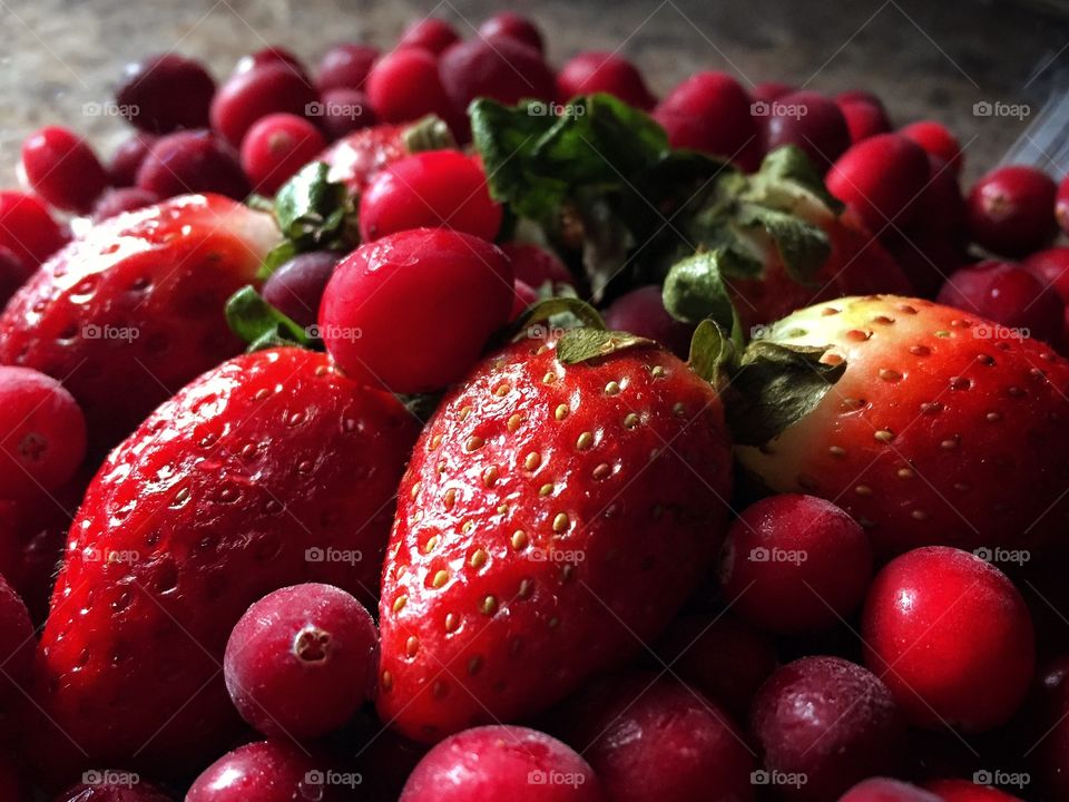 Red fruits in natural light 