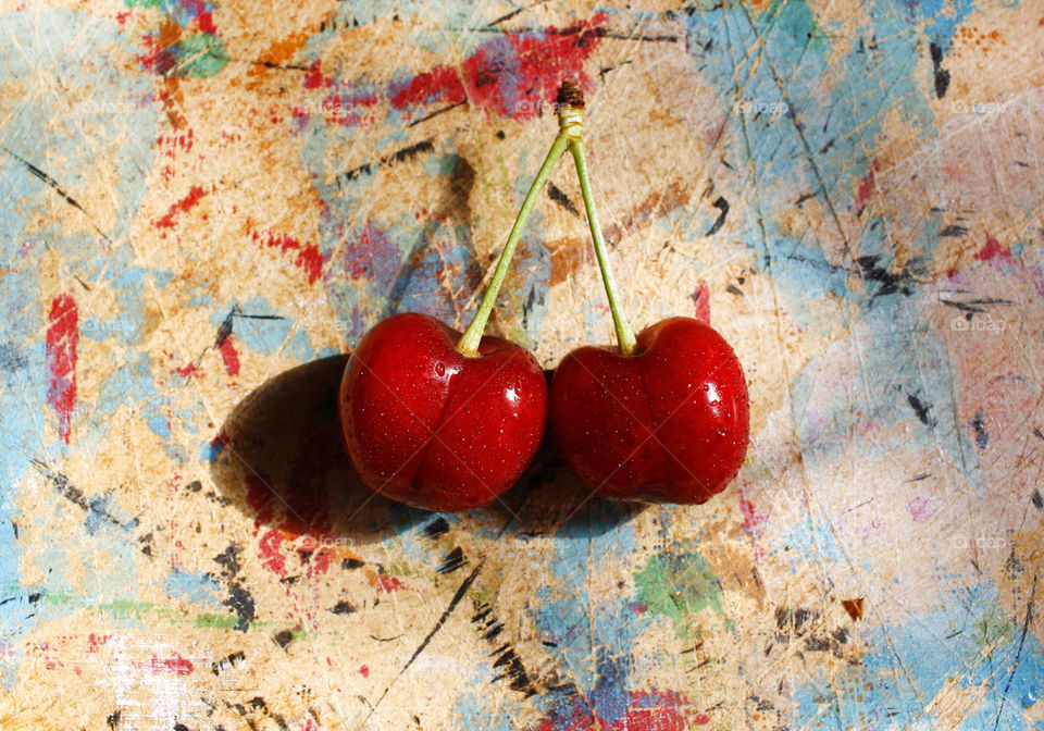 Cherry love on artistic background