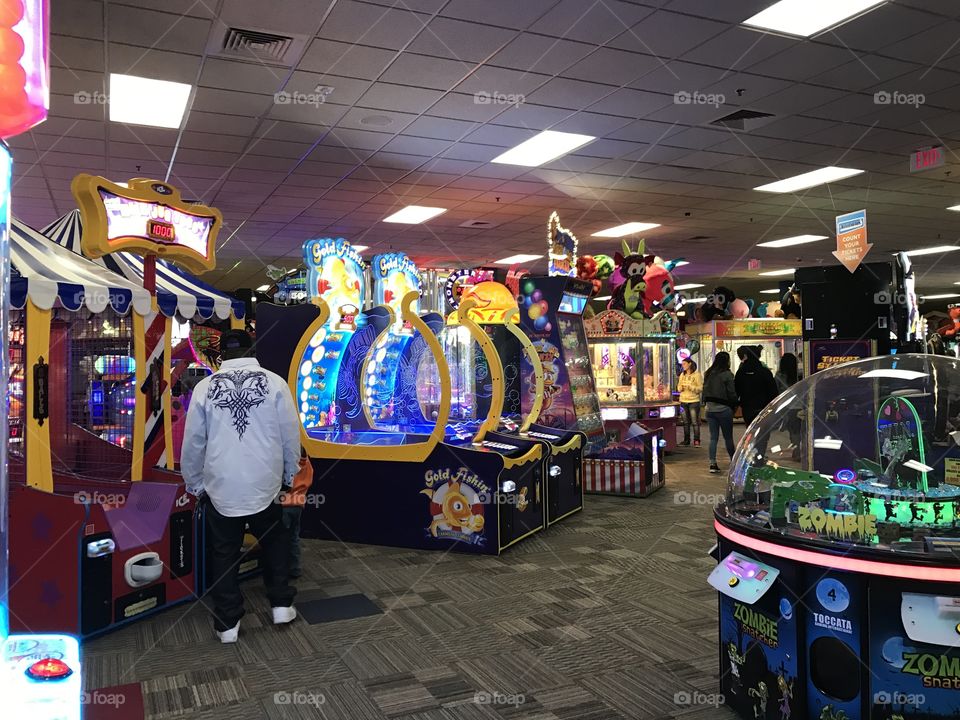 Having fun at the arcade 