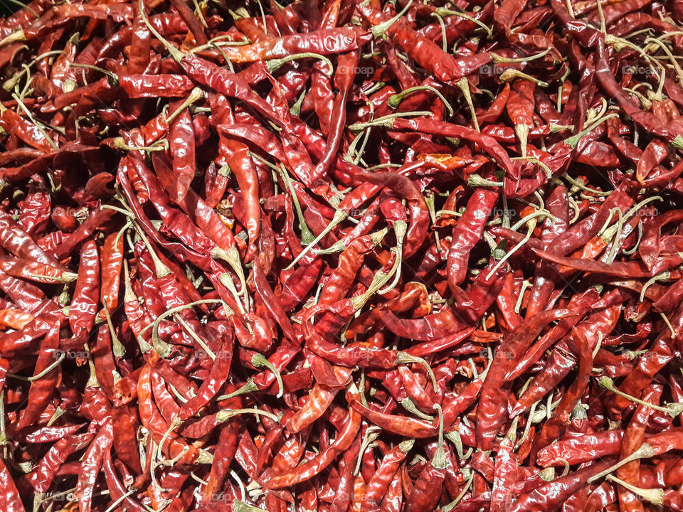 Dried red chilli. Dried red chilli in Thai-food market.