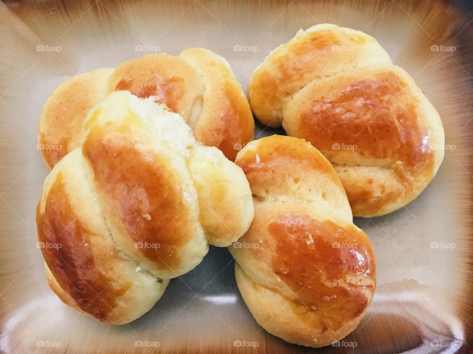 Homemade bread on the plate