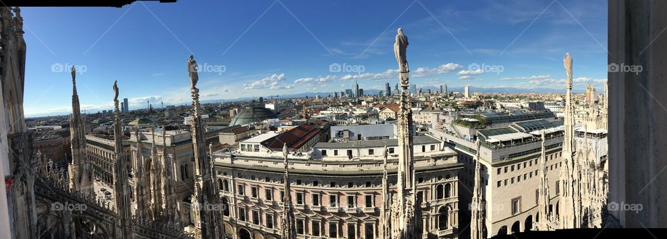 View of Milan Italy from the Cathedral 