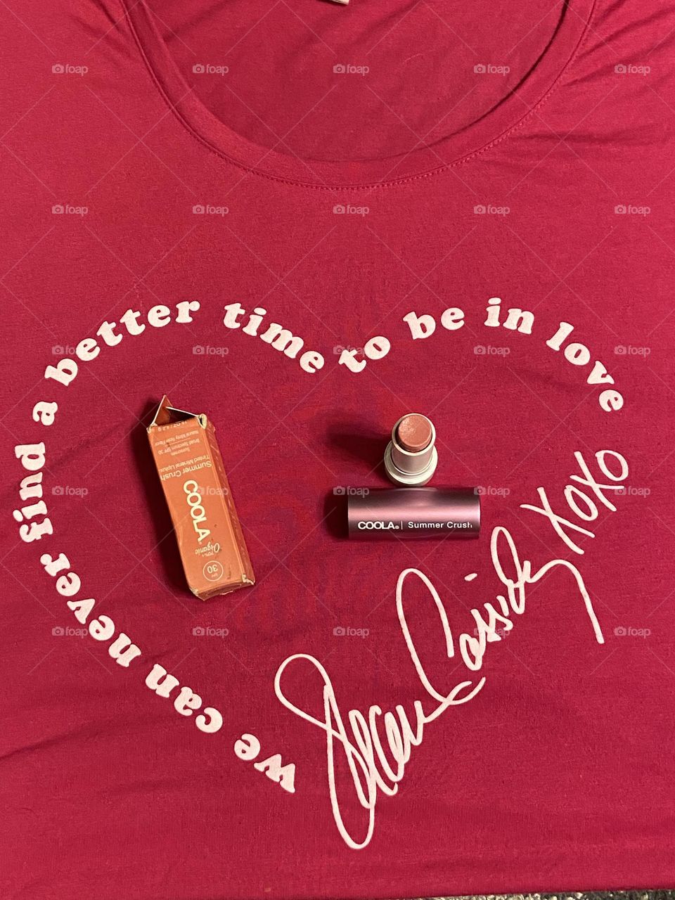 Coola lipstick with SPF30 in “Summer Crush” partnered with a concert T-shirt celebrating one of my lifelong crushes, Shaun Cassidy, who I saw perform at Parx Casino in Philadelphia on Dec 16, 2021 after several postponements due to Covid.  