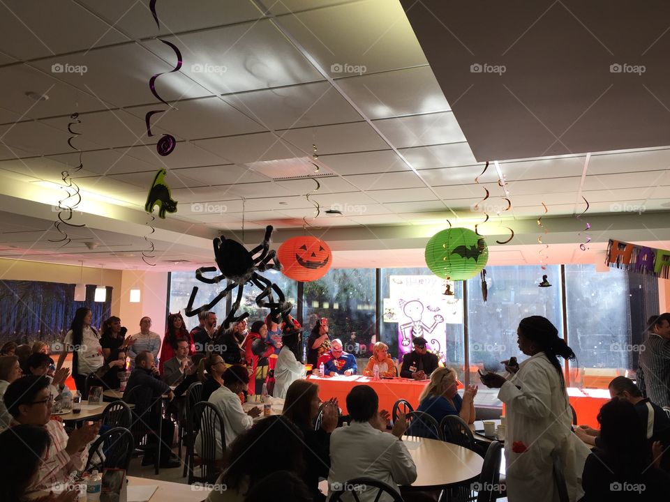 Halloween in New York Presbyterian Cafeteria 