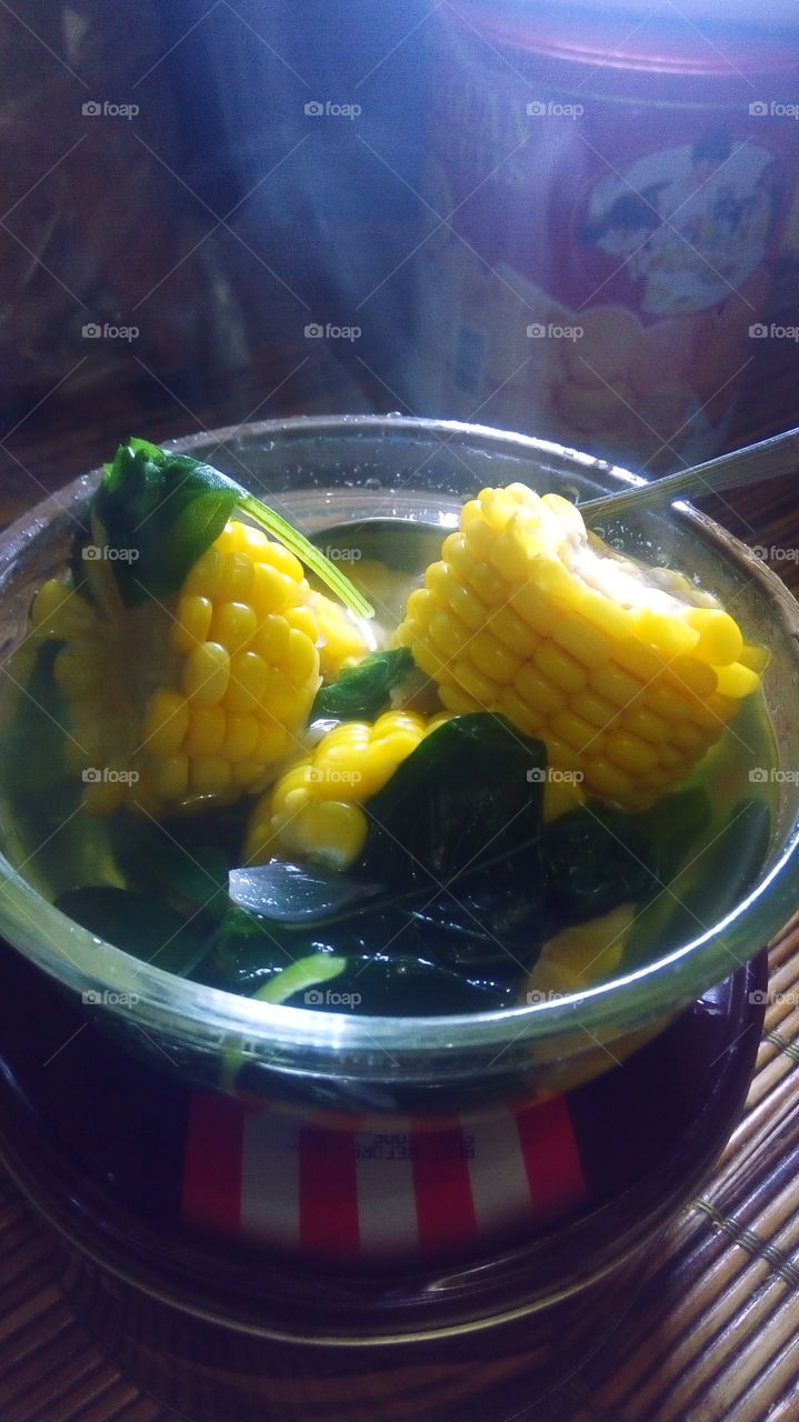in Indonesia it is called a clear vegetable which contains corn, spinach, sliced shallots, people in the village if they eat daily besides rice, they are also accompanied by these vegetables.