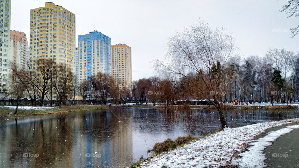 winter park landscape in the city of Kiev, Ukraine