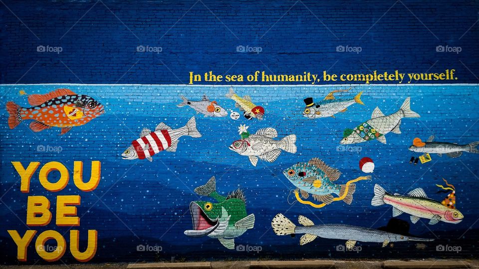 Be You in the Sea of Humanity Street Art Downtown Greenville Texas