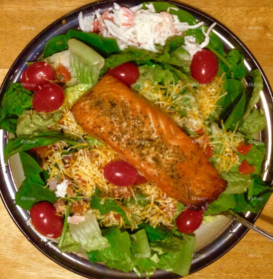 Lemon Pepper Salmon and Salad