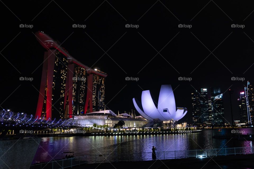 view of the city at night