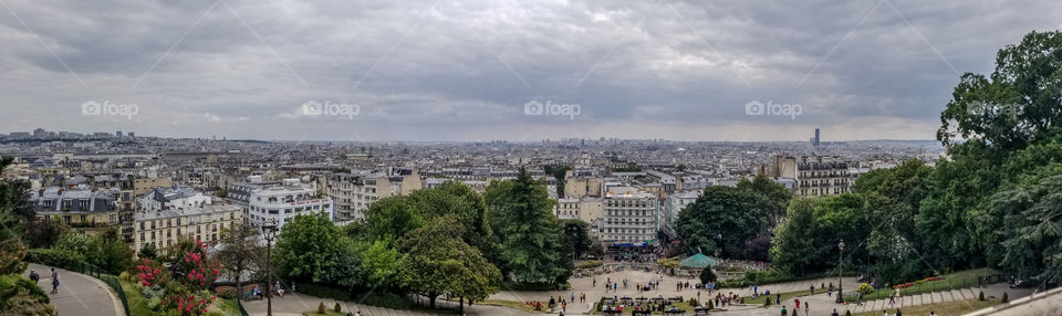 A panoramic view of Paris from the Montmartre Hill