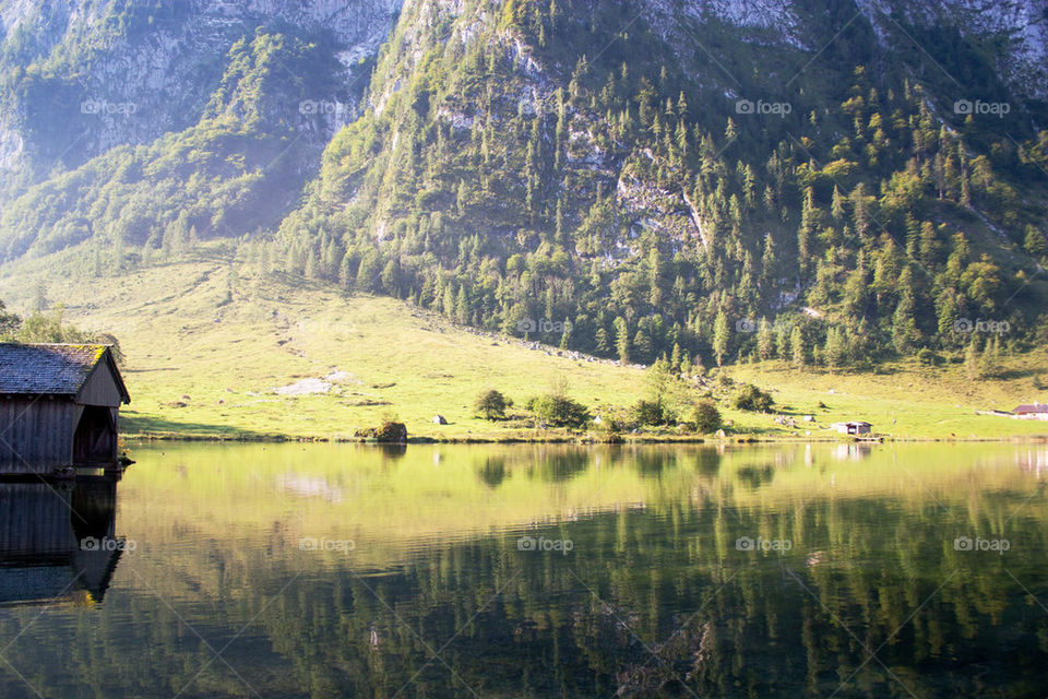 Scenic view of Konigssee against Bavarian Alps