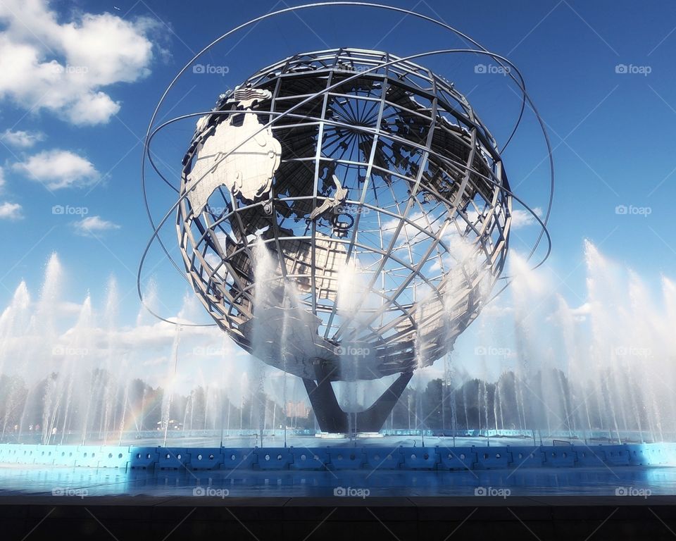 The Unisphere in the Flushing Meadows Corona Park , Queens, New York City. Globe.