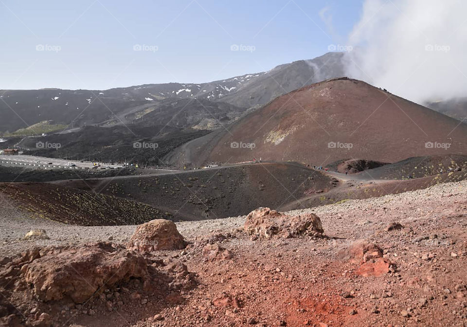 volcano Etna and its lunar landscape