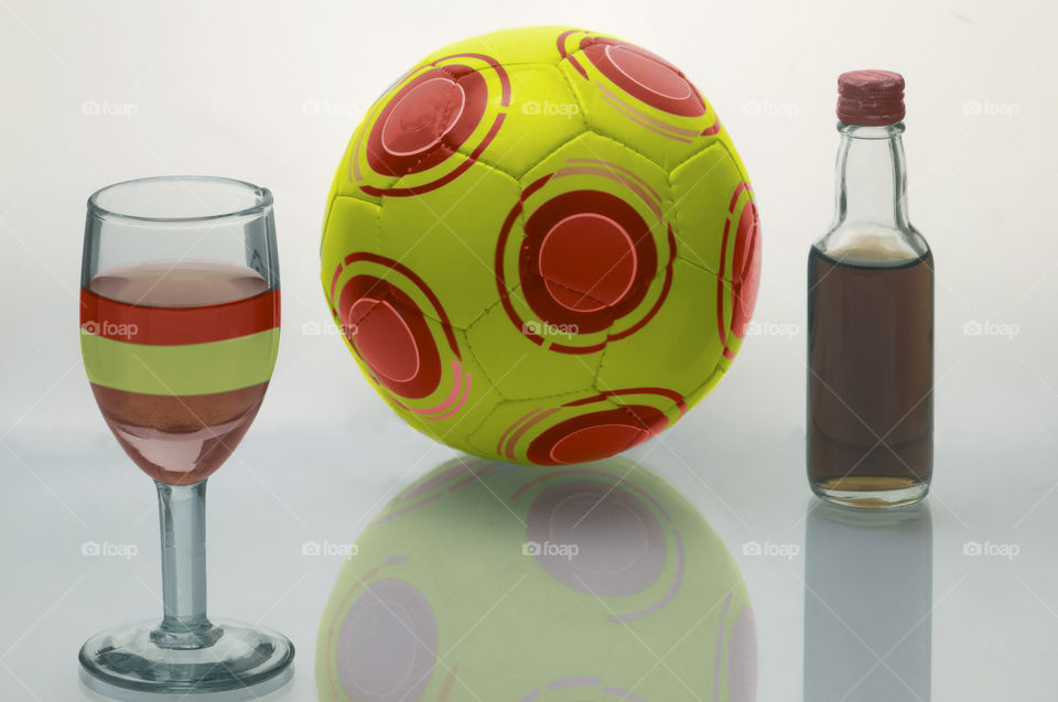 Soccer Ball glas and bottle of wine